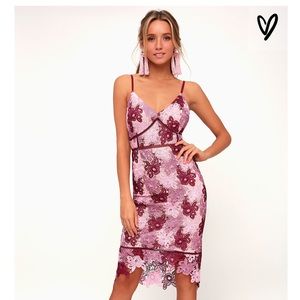 Lulu’s Lace Pink Bodycon Valentine’s Dress Size M